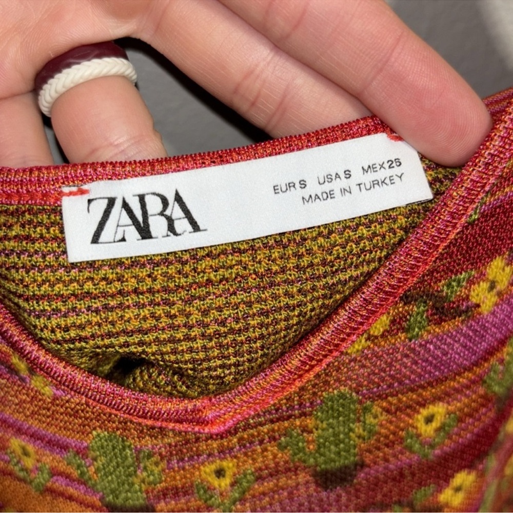 Zara Rare Blogger Favorite southwestern jacquard cactus flower knit tank - Picture 3 of 4